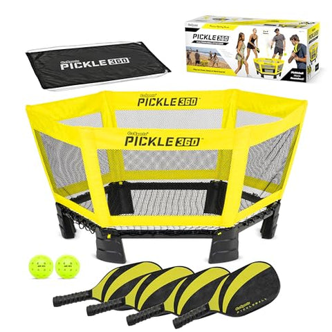 GoSports Pickle 360 Game Set - Pickleball Without a Court - Outdoor Lawn, Beach, and Backyard Paddle Ball Game
