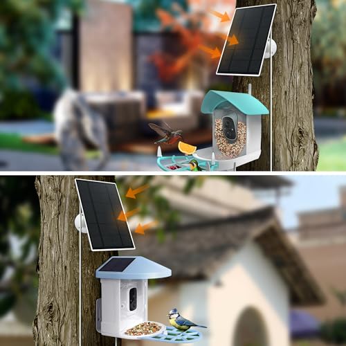 Solar Panel Charger for Bird Feeder Camera, Type-C Plug, 9.8ft Long Cable, Waterproof