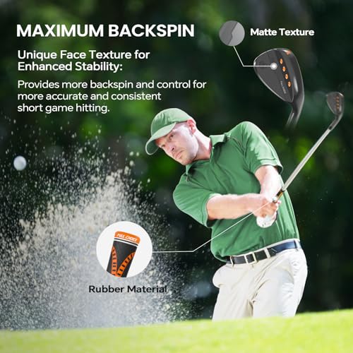 FULL CHOICE Golf Wedge Set, 52/56/60 Degree Golf Sand Wedge, Gap Wedge, Lob Wedge Golf Clubs, Wedges Golf Clubs for Men Women Right Hand, CNC Milled Face for More Spin and Control
