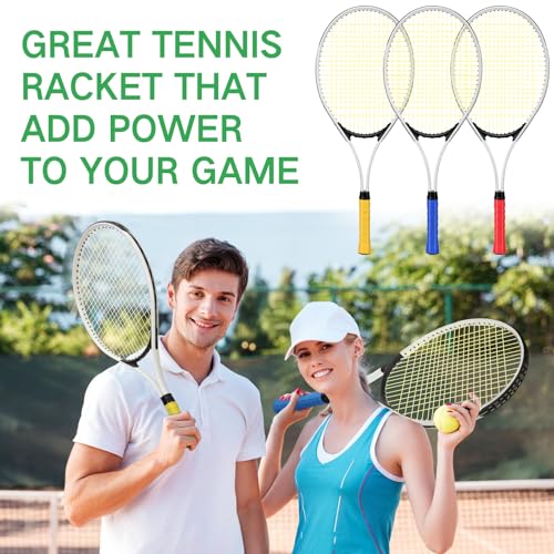 Motionchic 6 Pcs Tennis Rackets for Adult Recreational 6 Players 27'' Tennis Racket Set with 3 Balls Lightweight Tennis Rackets for Tennis Training Beginner with Overgrip and Bag(Red)