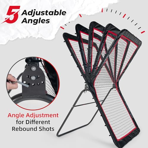 Heavy-Duty Lacrosse Rebounder for Backyard 4x7 ft Volleyball Rebounder Net Bounce Back with Adjustable Angles for Lacrosse Volleyball Baseball Soccer Includes Removable Target Net (Red)