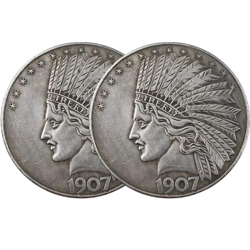 2PCS Decorative Commemorative Coin Replica – Indian Head Style Design, Silver-Plated Brass, Non-Monetary Display Token for Home & Office Decor