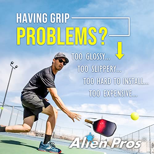 ALIEN PROS Pickleball Overgrip (4-Pack) with Ridges for Better Grip Control - Precut and Dry Feel Pickleball Grip Tape - Non-Slip Pickleball Paddle Grip Tape for High Performance (Ridged Dry, Blue)