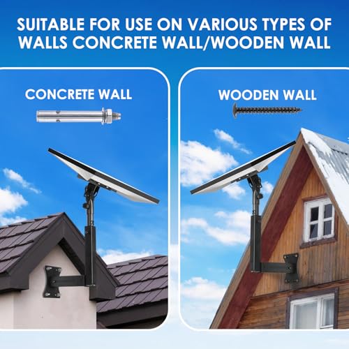 Bloazzup Starlink Mount, Adjustable Starlink Wall Mount Gen 3 with Telescoping Support Arm, Rustproof, Weatherproof for Concrete Walls and Wood Walls, Easy Installation Black