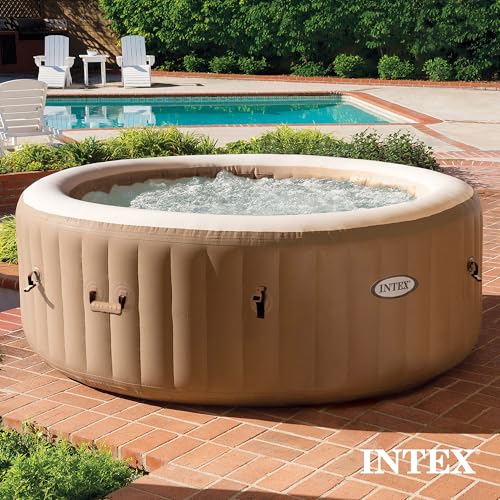 INTEX 28425EP PureSpa Bubble Massage Spa Set: Energy Efficient Spa Cover – Push Button Control Panel – 120 Jets – 4 Person Capacity – 77" x 28"