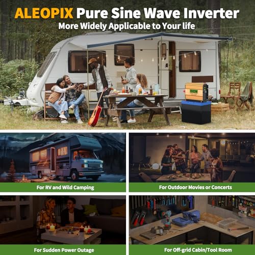 1500 Watt Inverter 12V DC to 110V/120V AC, Pure Sine Wave Inverter for Truck/RV/Home/Solar/Off-Grid, Surge 3000W Pure Sine Power with 2 AC Sockets, 5V 3.4A USB, Digital Display, Remote Controller