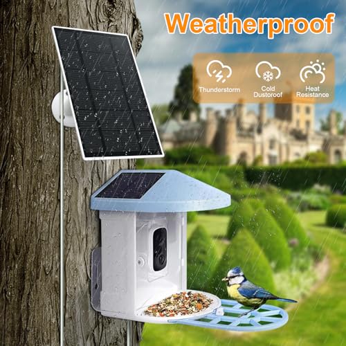 Solar Panel Charger for Bird Feeder Camera, Type-C Plug, 9.8ft Long Cable, Waterproof