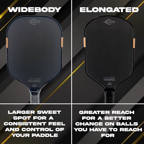 BLANK PICKLEBALL Boom Widebody Pickleball Paddle - T700 Raw Carbon Fiber | Weighted Power Core | Sweet Spot Wide Shape | Textured Spin Surface | Electroplated Edge Guard | Cushion Grip | MOI Tuned