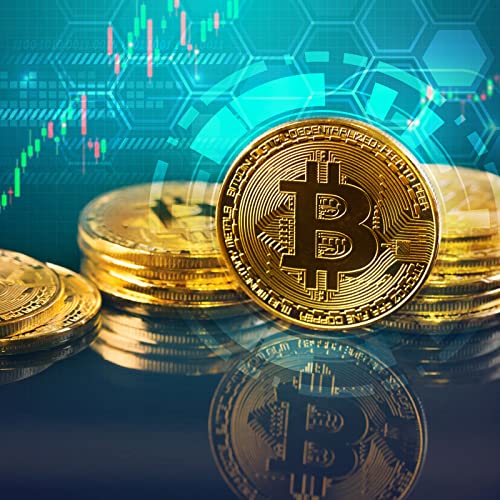 Naturiway 10 Pcs Bitcoin Coins, 24K Gold Plated, 3mm BTC Cryptocurrency Collectibles with Protective Case, Blockchain Decor for Home and Office