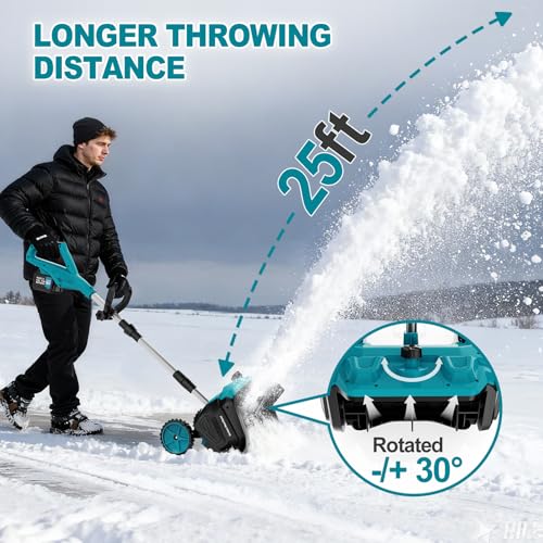 Cordless Snow Shovel with Wheels, 17-Inch Electric Snow Blower, 18V 2x4.5Ah Battery Powered Brushless Motor, 25ft Throwing Distance, Winter Removal Tool for Driveway Sidewalk Patio