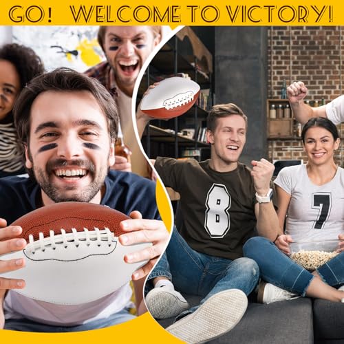 Jenaai 6 Pcs 8.27in Autograph Football Blank White Panels Mini Official Size 3 Autograph Footballs Customized Signature Team Balls Trophy for Rugby Game (Double Sided Blank)