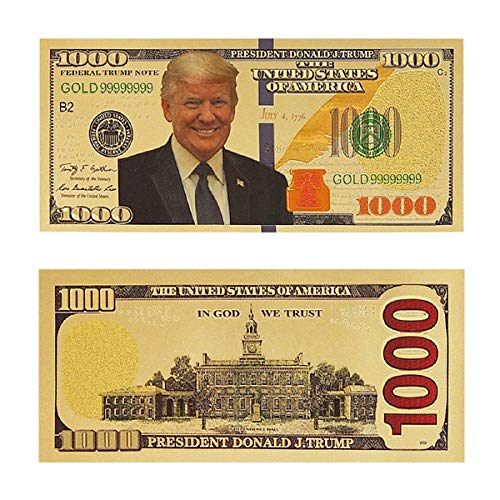 1000 Dollar 2025 USA President Bill Banknote, One Thousand 24k Gold Coated USA President Legacy Limited Edition Million Dollar Bill Great Gift for Currency Collectors and Republican (50)
