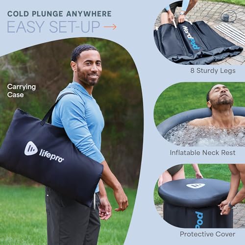 Lifepro NordPod Recovery Ice Tub – Portable Cold Plunge Tub for Athletes, Ice Bath for Recovery & Therapy – Outdoor/Indoor Use, All-Weather Lid, XL Size – Holds Up to 102 Gallons