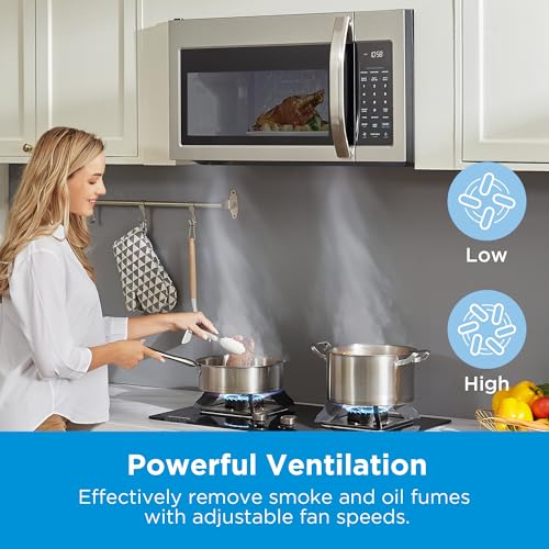 Midea MOR17BSA-SS 1.7 Cu.ft. Over The Range Microwave Oven with Smart Touch Panel, Auto Cooking Menu, 1000 W, 300 CFM Ventilation, in Stainless Steel