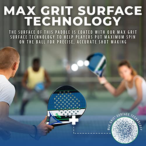 Franklin Sports Padel Racket - Aurora - Carbon Fiber Diamond Shape Padel Paddle with Foam Core + MAX Grit Surface - Pop Tennis Racket - 365g - Premium for Intermediate + Advanced Players - Blue