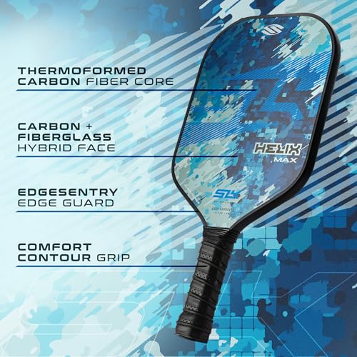 Selkirk Sport SLK Helix Pro Pickleball Paddle | Thermoformed Carbon Fiber Core Pickleball Paddles with Carbon Fiber & Fiberglass Hybrid Face | Unmatched Control | Camo Glitch Bundle