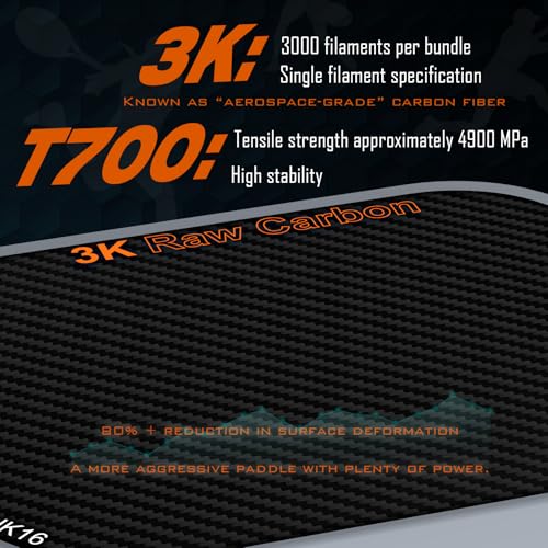 Professional Pickleball Paddles- T700 Carbon Fiber Pickle Racket- 3K Raw Carbon Frosted Surface for Enhanced Spin and Friction - USAPA Approved Offensive Long Paddle for Intermediate Advanced Players