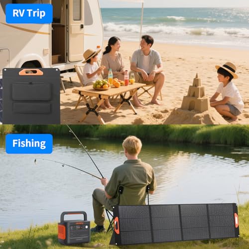 200W Portable Solar Panel for Power Station, Compatible with Jackery, Ecoflow, Bluetti, Anker and More Portable Power Stations, 23.5% High Efficiency, Weatherproof for Camping, RV, Emergency Power