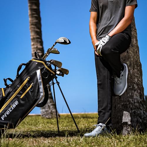 Precise M8 Men’s 17-Piece Golf Set – Driver, Woods, Hybrids, Irons (6-SW), Putter, Stand Bag, 4 Headcovers and Rainhood – K-G Lite Kevlar Shafts - Right Hand, Regular Size