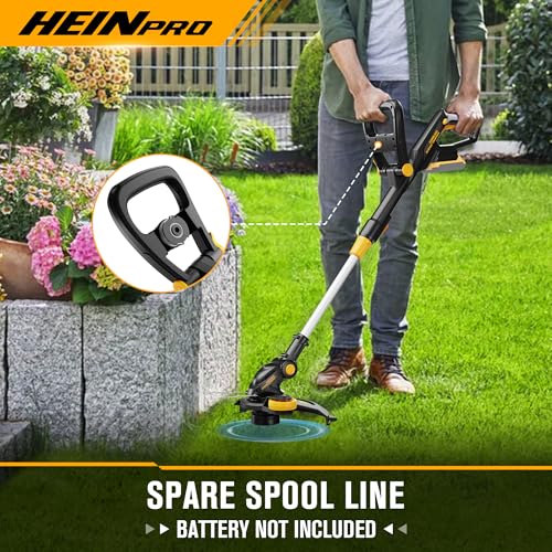 HEINPRO Cordless String Trimmer Compatible with Dewalt 20V MAX Battery, 12-Inch Weed Wacker Cordless Auto Line Feed,Electric Weed Eater Battery Powered Grass Trimmer w/6 Line Spools(Tool Only)