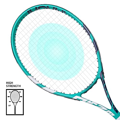Tennis Rackets for Adults, Pre-Strung 27 Inch Tennis Racquets, Lightweight Tennis Racket Set-2 Player Tennis Racket Set with 3 Balls,2 Grips, 2 Vibration Dampers- Grey and Green