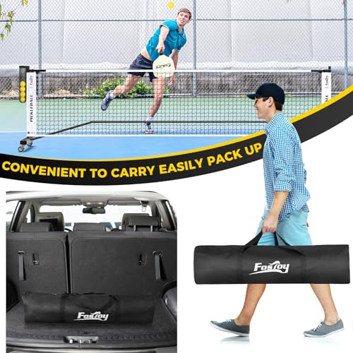 Pickleball Net with Wheels, Portable 2-in-1 Pickle Ball Net with Ball Collector,22FT Regulation Size & 11FT Half Court Size, Carry Bag, Steady Metal Frame for Outdoor Indoor Driveway (Black&White)