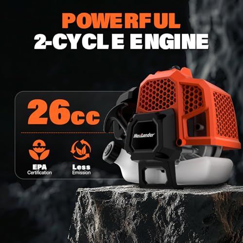 MAXLANDER 26cc Gas Weed Wacker, 2-in-1 Multi Tools, String Trimmer 17-Inch with 10-Inch Brush Cutter, Use 2 Cycle Air-Cooled Engine with Rubber Handle & Shoulder Strap Included, for Mowing Lawns