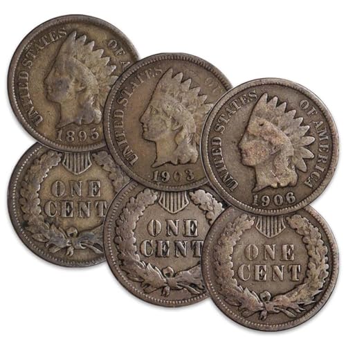 1890 to 1899 Indian Head Cents - Set of 3 Coins - All Different Dates - 1c US Mint - Good to Fine
