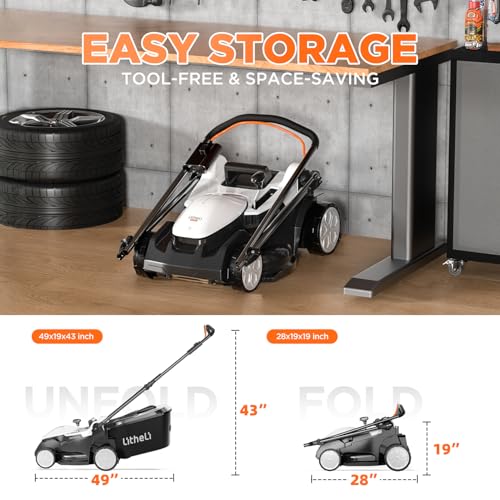 Litheli 40V (2 x 20V) 16" Electric Lawn Mower Cordless, Brushless Lawnmower with 6-Height Adjust, Portable & Lightweight Push Battery Powered Lawn Mower (2 * 4.0AH Batteries Included)