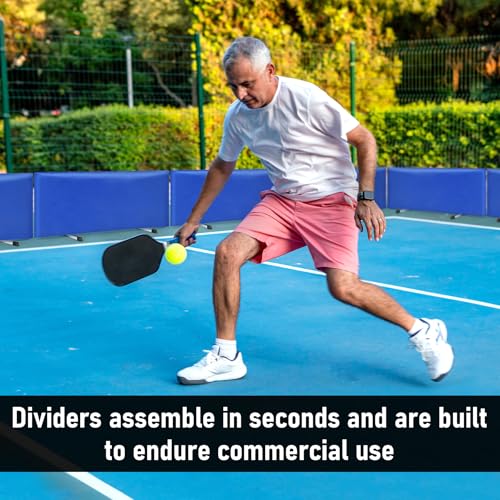 bimiti 3 Pack Pickleball Ball Barrier - Portable Indoor/Outdoor Court Dividers & Edge Guards, Brandable Court Marking Kit with Non-Slip Design for Pickleball Courts (Blue)