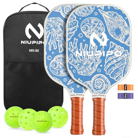 Pickleball Paddles, Lightweight Graphite Pickleball Paddle Set of 2, Pickleball Racket w/Polypropylene Honeycomb Core, Cushion 4.8In Grip and 4 Pickleballs for Beginners/Intermediate Players
