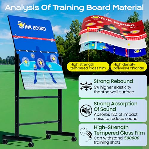 Paddyn Pickleball Practice Board,Dual-Sided Rebounder Dink Board with Stand,Height-Adjustable Portable Pickleball Solo Training Tool,Volley & Baseline Pickleball Wall Indoor/Outdoor Use
