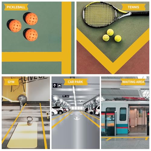 Pickleball Court Tape - 2" x 262 ft, Outdoor Pickleball Marking Kit, Yellow Tape for Temporary Court Lines - No Residue Easy to Apply & Remove - Perfect for Pickleball Court, Gym, Driveway (Yellow)