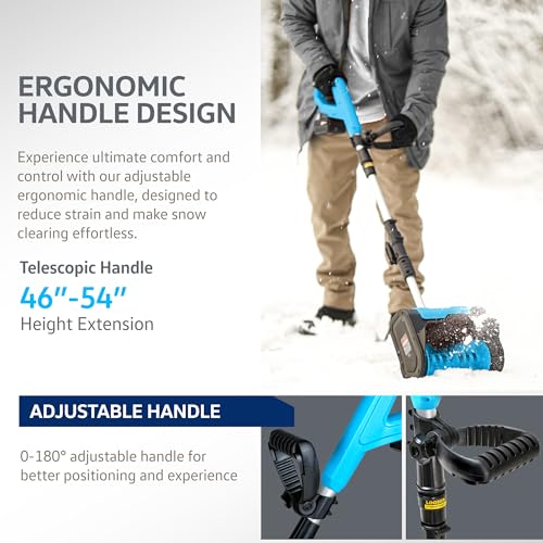 AlphaWorks Cordless Snow Shovel, 20V 2Ah DC Electric Snow Thrower - Removable Battery, Lightweight Design, 10"x5" Clearing Path, 25 ft Throwing Distance, 300 lbs/Min Capacity (2024)
