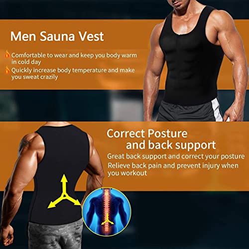 BODYSUNER Sauna Suit Sweat Vest Workout Tank Top for Men Compression Workout Weighted Vest Blue,L/XL