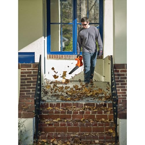 BLACK+DECKER Electric Leaf Blower, Handheld Blowers for Lawn Care, Lightweight, 180 MPH 180 CFM, 7-Amp, Corded (LB700)