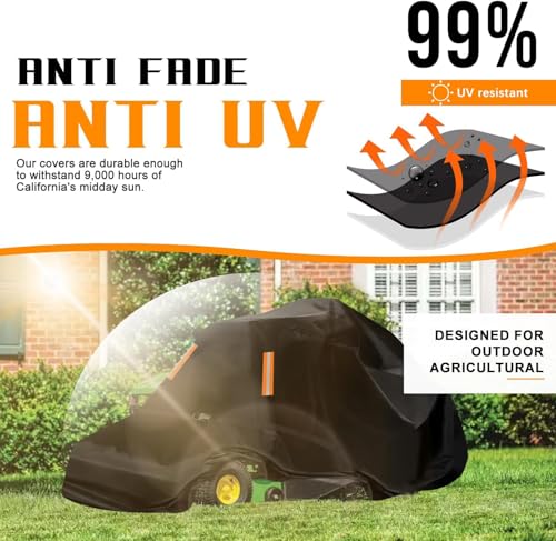 Outdoor Zero-Turn Mower Cover Waterproof,Heavy Duty 600D Tearproof Anti-UV, Universal Fit Riding Lawn Tractor Covers Up to 60" Decks,All Season Using, Windproof Nylon Buckle,79"Lx46"Wx55"H-Premium