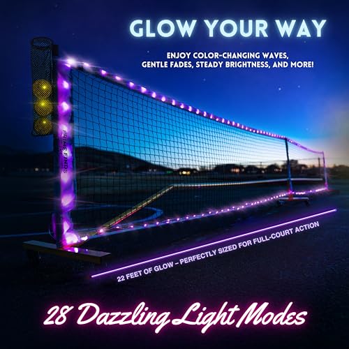Prime Finds LED Portable Pickle-Ball Net, 22ft Regulation Size, 4 LED Pickle-Balls, 12 Pickleball Court Markers