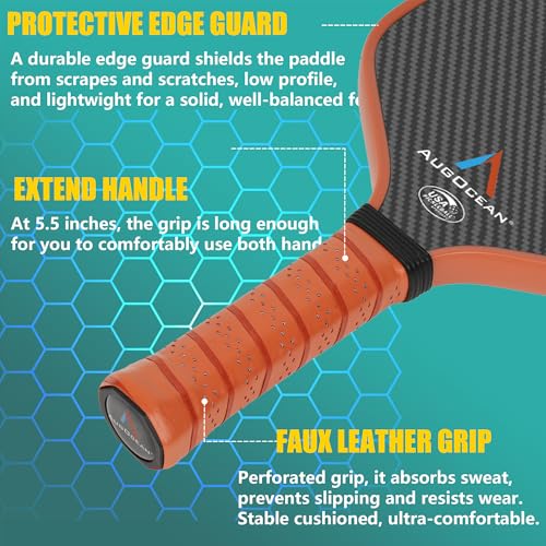 Pickleball Paddles Set of 2,Carbon Pickleball Paddle Set Pro,3K Raw Carbon Fiber Surface with High Grit and Spin,T700SC Carbon Fiber Pickle ball Rackets 16 MM,USAPA Approved,2 Covers(Black-brown 2PCS)
