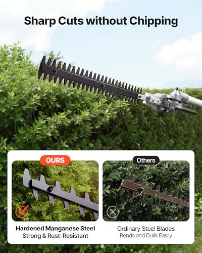 VEVOR 26cc Gas-Powered 7-in-1 Multi-Functional Trimmer - Gas Hedge Trimmer, Brush Cutter (3T/40T), Weed Eater/String, Edger, Pole Saw & 12" Chainsaw Pruner with Extension Pole, EPA, CE & EMC Certified