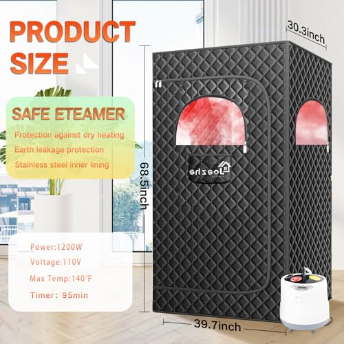 Joezhe Infrared Sauna Box,Portable Steam Sauna Tent for Home,Personal Sauna Room with Remove Control,at Home Sauna Full Body,1200W 3L,with Infrared Iight, for Women&Men