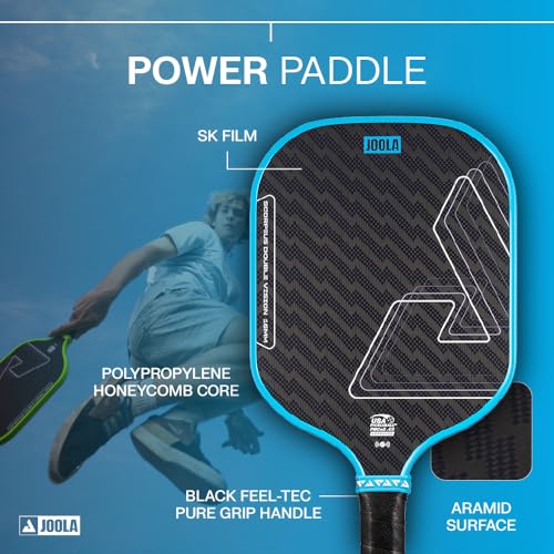 JOOLA SCORPEUS Double Vision 16mm Pickleball Paddle - Standard Shape - Aramid Surface for Softer Responsive Touch - SK Film for Reduce Vibration - USAP Approved - NFC Chip Enabled