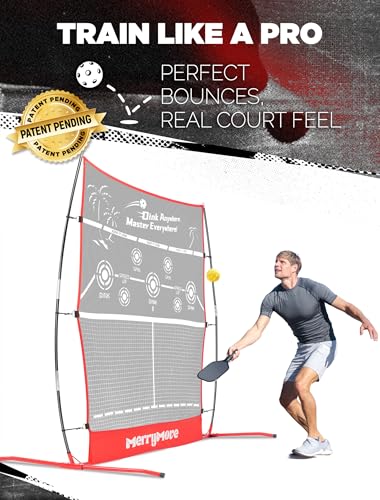 MerryMove Pickleball Practice Rebounder: 2in1 Pickle Ball Equipment for Solo Practice, Rebounder Training with Strategically Placed Targets, 6FT Mini Pickleball Net for Backyard, Driveway, and Garage