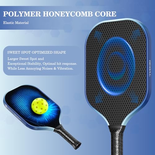 Pickleball Paddles Set of 2 - Graphite Carbon Fiber Pickle Ball Paddle Composite -USAPA Approved Pro Pickle Racket -14mm Lightweight PP Honeycomb Core -Men's and Women's Outdoor Game Gift Set/Blue