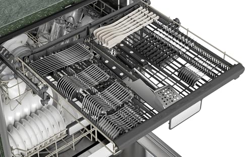 SHARP SDW6757ES Slide-In Dishwasher, Stainless Steel Finish, 24" Wide, Soil Sensors, Premium White LED Interior Lighting, Smooth Glide Rails, Heated Dry Option, Responsive Wash Cycles, Power Wash Zone