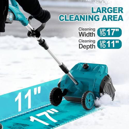 Cordless Snow Shovel with Wheels, 17-Inch Electric Snow Blower, 18V 2x4.5Ah Battery Powered Brushless Motor, 25ft Throwing Distance, Winter Removal Tool for Driveway Sidewalk Patio