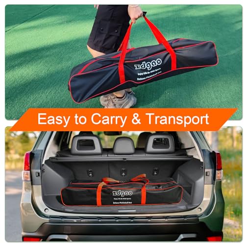 Portable Pickleball Net, Regulation Size 22FT and 11FT Half Court Size 2-in-1 Pickle Ball Net with 2 Pickleballs and Carry Bag for Driveway, Backyard, Street, Weather Resistance Steady Steel Frame