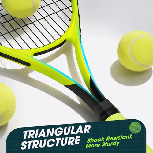 AboveGenius Neon Yellow & Orange Tennis Rackets 2 Pack for Adults - 27" Lightweight Aluminum Tennis Racquet Set with 3 Balls & Bag - Vibrant High-Visibility Matte Finish for Men Women Beginners