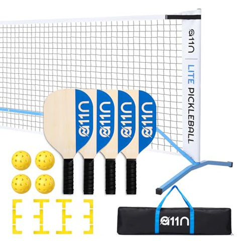 A11N SPORTS Premium Pickleball Starter Set for Driveway - 22ft Portable Net, Court Markers, 4X Paddles, Balls & Carrying Bag