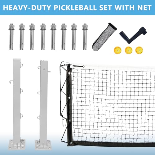 MegaGreen Surface Mount Pickleball System,Includes Two Heavy Duty Aluminum Pickleball Posts with Net for Indoor Or Outdoor Matches, Ideal for Pickleball